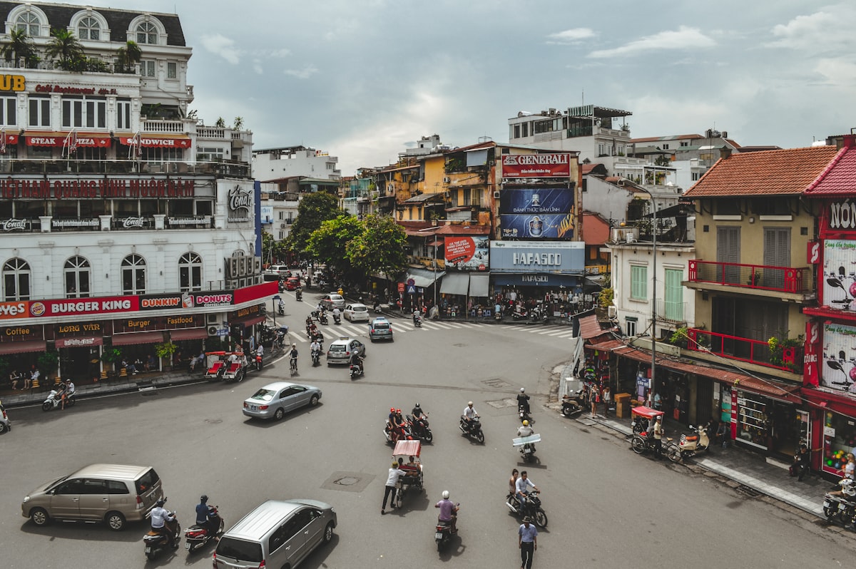 A street in Hanoi's Old Quarter, near the Binary Bridge Labs studio